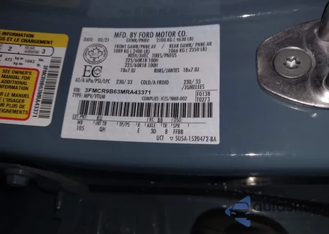 2021 Ford Bronco Sport Big Bend from USA, damaged, VIN 3FMCR9B63MRA43371